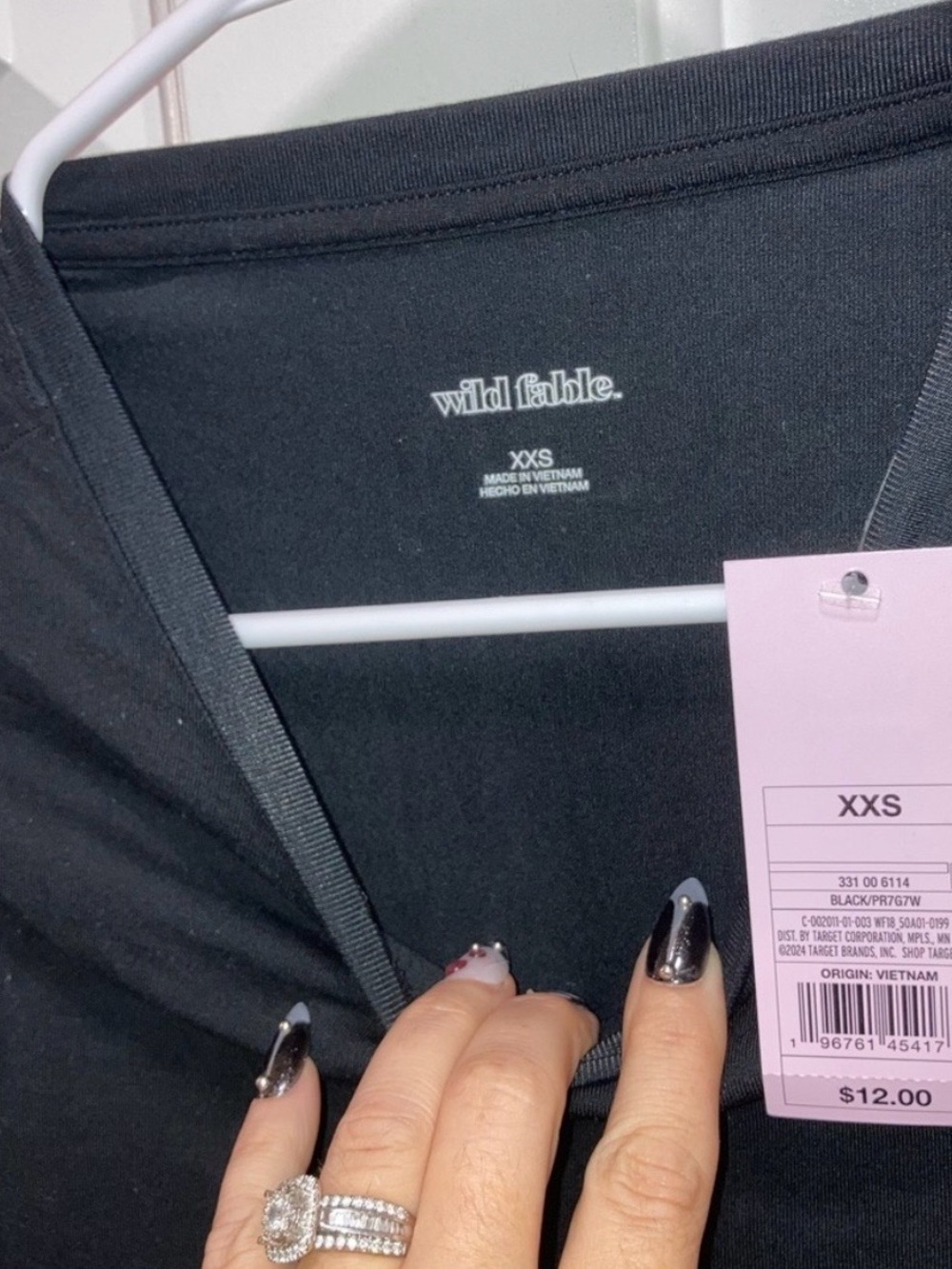 Women's Long Sleeve Base Layer T-Shirt - Wild Fable Black Size XXS new - Picture 3 of 4